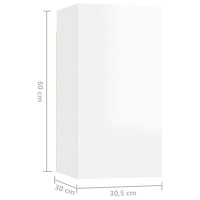 vidaXL TV skapīši, 2 gb., 30,5x30x60 cm, spīdīgi balti, skaidu plāksne