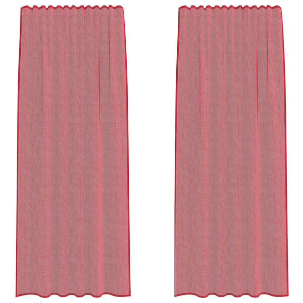 vidaXL voile aizkari ar stieņu kabatām, 2 gab., vīnsarkani
