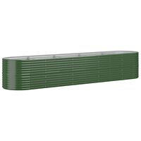 vidaXL augstā puķu kaste, 368x80x68 cm, pulverkrāsots tērauds, zaļa