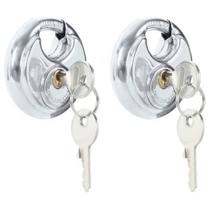 vidaXL Discus Lock ar atslēgām 2 gab. Sudraba 6 x 2.3 x 6 cm