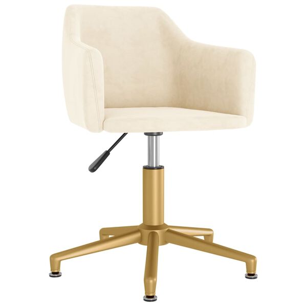 vidaXL grozāmi virtuves krēsli, 6 gab., krēmkrāsas samts