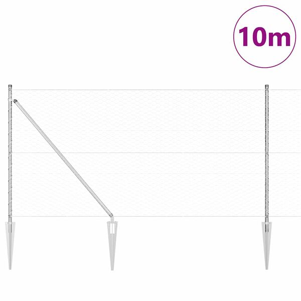 vidaXL Žoga āķis Sudraba 10 x 1 m (36 mm siets) Tērauds