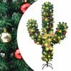 vidaXL Ziemassvētku kaktuss ar statīvu un LED, zaļ&scaron;, 180 cm, PVC
