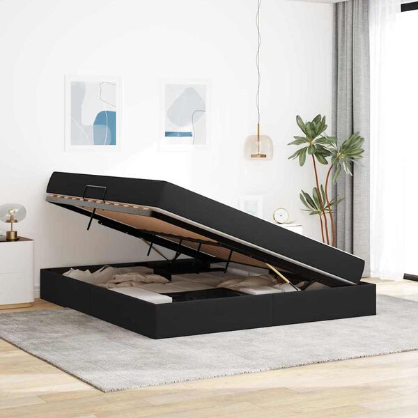 vidaXL Gulta ar uzglabā&scaron;anas vietu un matraci Melna 160 x 200 cm Samts