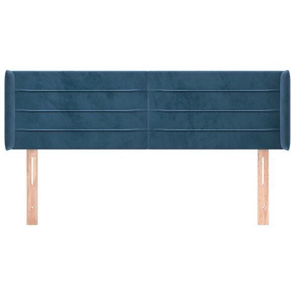 vidaXL galvgalis ar malām, tum&scaron;i zils samts, 147x16x78/88 cm