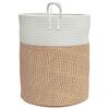 vidaXL uzglabāšanas grozs, brūns ar baltu, Ø38x46 cm, kokvilna