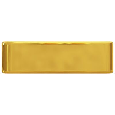 vidaXL izlietne ar krāna caurumu, 48x37x13,5 cm, keramika, zelta krāsā