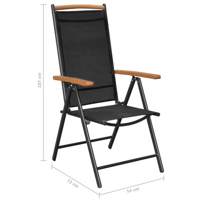 vidaXL 7-daļīgs dārza mēbeļu komplekts, saliekami krēsli, alumīnijs