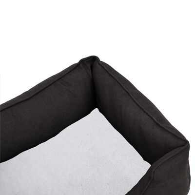 vidaXL suņu gulta, pelēka ar baltu, 85,5x70x23 cm, lina dizains, flīss