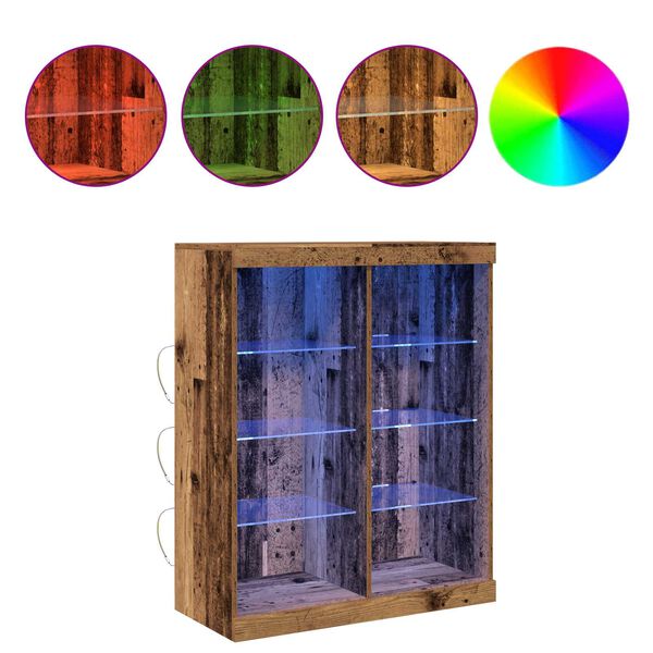 vidaXL LED sānu galds Vecs koks 41 x 37 x 100 cm Inženierijas koks