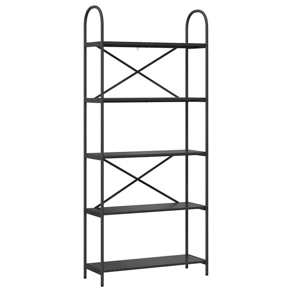 vidaXL Grāmatu plaukts Melns ozolkoks 80 x 30 x 183 cm