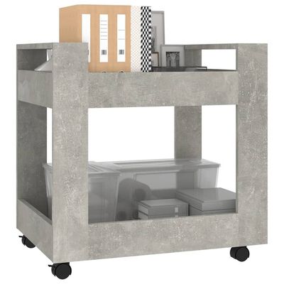 vidaXL galda skapītis uz riteņiem, betonpelēks, 60x45x60 cm