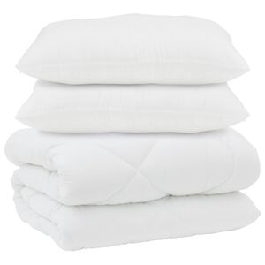 vidaXL Sega ar spilveniem ar spilvenu 3 pcs Balts Mikrofibra un pūks