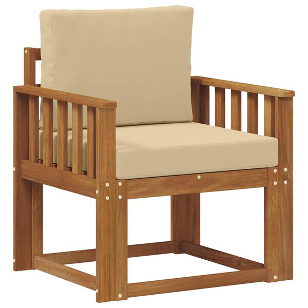 vidaXL Āra dīvāns Cieta akācijas koks un poliesters Dabiska