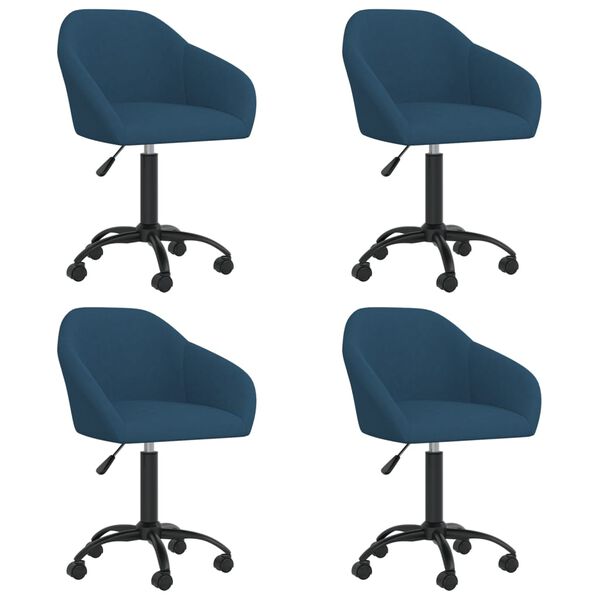 vidaXL grozāmi virtuves krēsli, 4 gab., zils samts