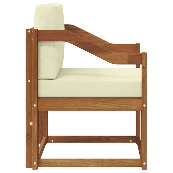 vidaXL Āra dīvāns Cieta akācijas koks un poliesters Dabiska