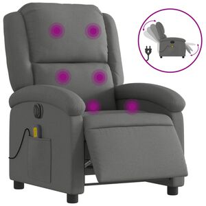 vidaXL elektrisks masāžas krēsls, atgāžams, tum&scaron;i pelēks audums