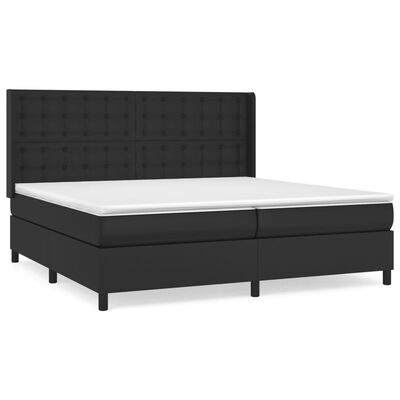 vidaXL atsperu gulta ar matraci, melna, 200x200 cm, mākslīgā āda