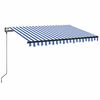 vidaXL markīze ar LED un vēja sensoru, 350x250 cm, zila ar baltu