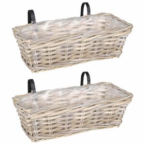 vidaXL Pakaramais stādāmā grozs 2 gab. Dabiski pelēks 48 x 22 x 15 cm
