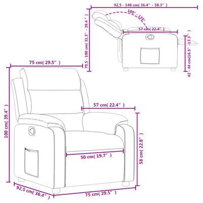 vidaXL atpūtas krēsls, atgāžams, melna mākslīgā āda