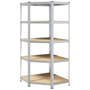 vidaXL Stūra plaukts Sudraba 90 x 90 x 198 cm Inženierijas koks
