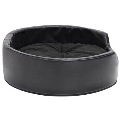 vidaXL suņu gulta, melna, 69x59x19 cm, plīšs, mākslīgā āda