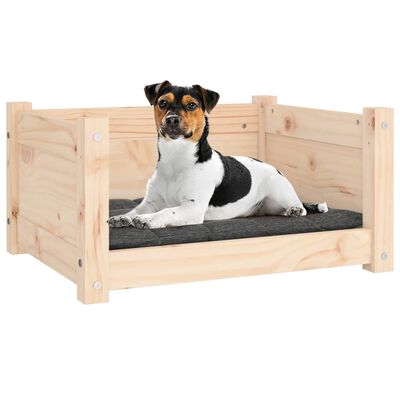 vidaXL suņu gulta, balta, 95,5x65,5x28 cm, priedes masīvkoks