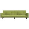 vidaXL 2-vietīga dīvāngulta ar 2 spilveniem un kājsoliņu, zaļ&scaron; samts