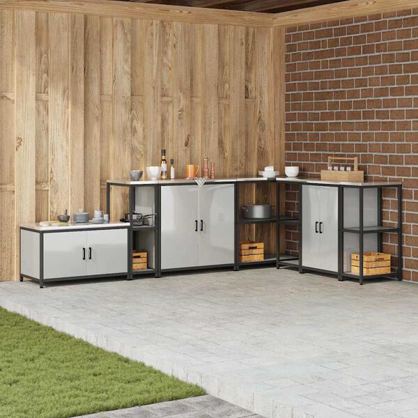 vidaXL Virtuves Uzglabā&scaron;ana ar plauktu Sudraba 60 x 50 x 92 cm Tērauds