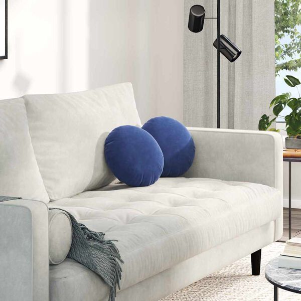 vidaXL Sēdvietas spilventiņi 2 pcs Policijas zila Ø 40 x 13 cm Samts