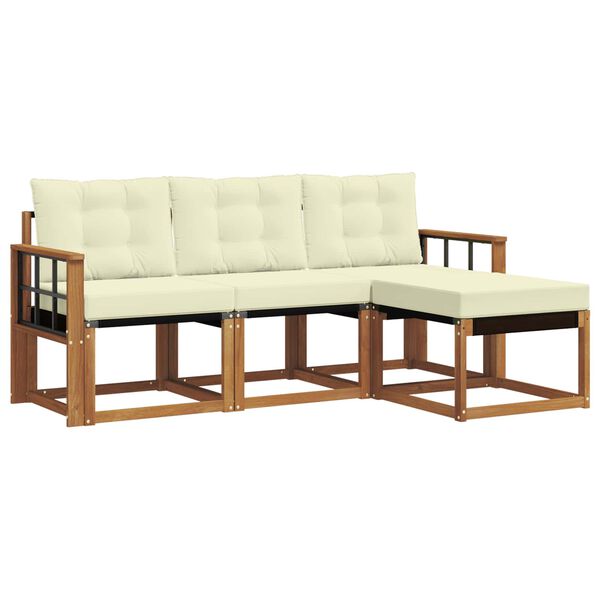 vidaXL Āra dīvānu komplekts ar spilvenu 4 pcs Dabisks un krējuma