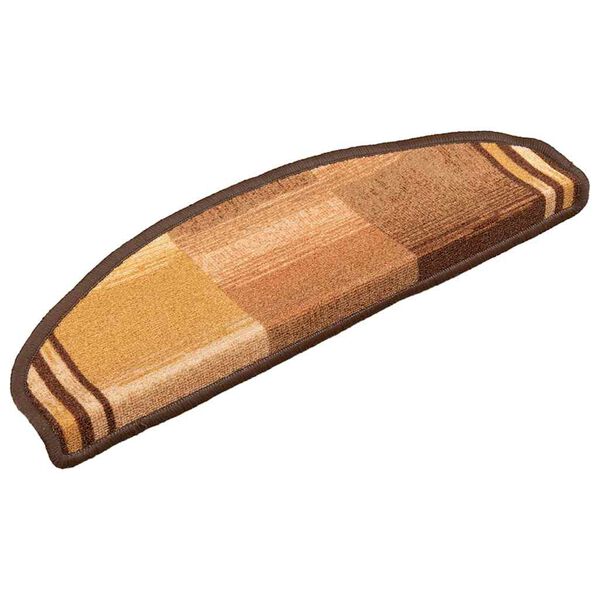 vidaXL kāpņu paklāji, 5 gab., pa&scaron;līmējo&scaron;i, 65x21x4 cm, brūni