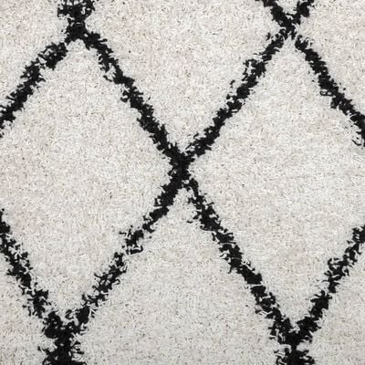 vidaXL paklājs, 60x110 cm, Shaggy, moderns, krēmkrāsu un melns