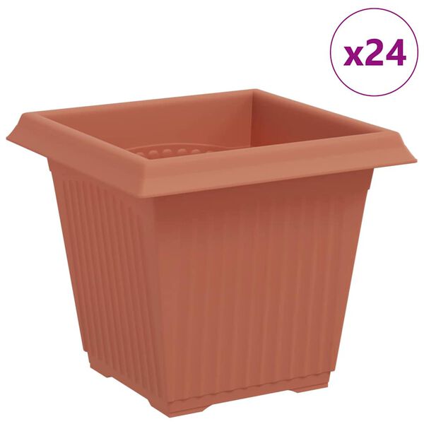 vidaXL Kvadrātveida Ziedu Pods 24 pcs Ķieģeļu sarkans 16 x 16 x 14 cm