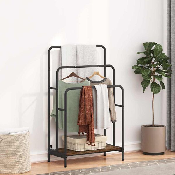 vidaXL Auduma statīvs ar plauktu Dūmaka ozols 60 x 30 x 100,5 cm