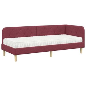 vidaXL Stūra gultas rāmis Vīna sarkans 80 x 200 cm audums