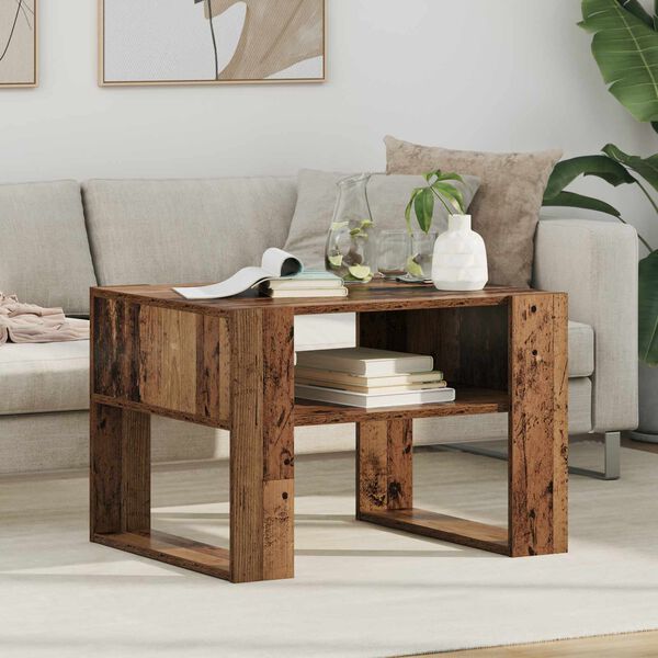 vidaXL Kafijas galdiņ&scaron; Vecs koks 66 x 53 x 45 cm Inženierijas koks