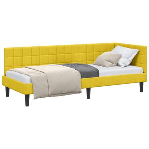 vidaXL Stūra gultas rāmis Dzeltena 80 x 200 cm Samts