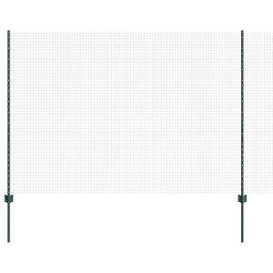 vidaXL Metināts žogs ar stabiem 10 x 1,6 m PVC pārklāts tērauds Zaļa