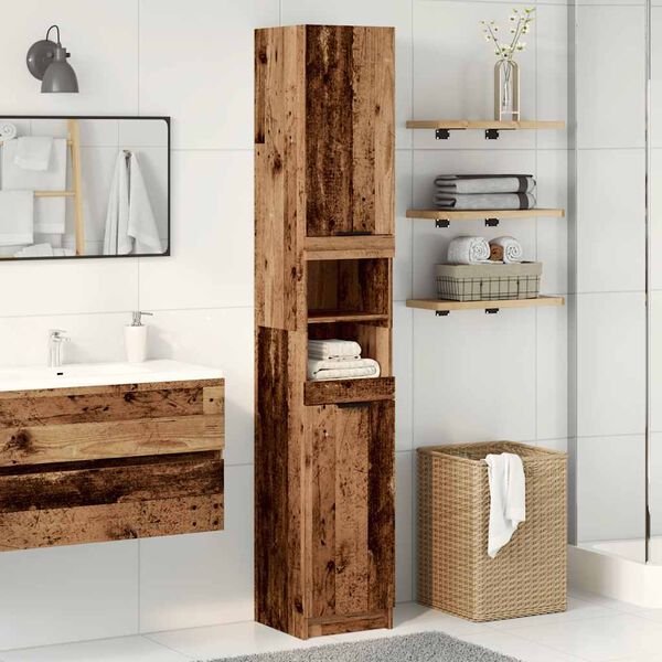 vidaXL vannas istabas skapis Old Wood 32x34x188,5 cm Engineered Wood