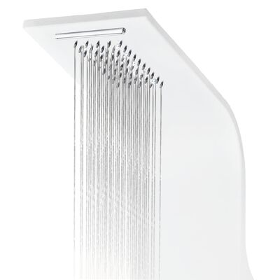vidaXL dušas sistēma ar paneli, 20x44x130 cm, balts alumīnijs