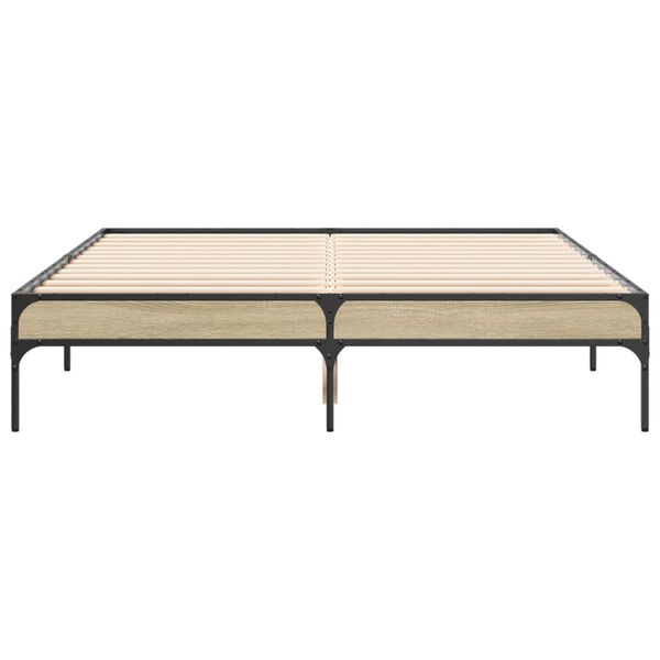 vidaXL gultas rāmis, ozola krāsā, 120x200cm, inženierijas koks, metāls