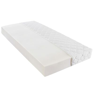 vidaXL gulta ar matraci, pelēka un balta, 180x200 cm, mākslīgā āda