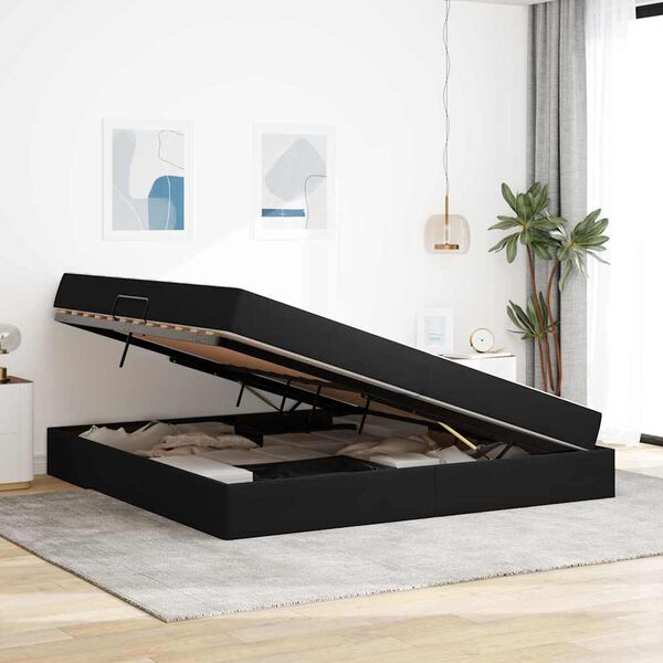 vidaXL Gulta ar uzglabā&scaron;anas vietu un matraci Melna 200 x 200 cm Samts