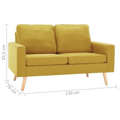 vidaXL trīsdaļīgs dīvānu komplekts, dzeltens audums