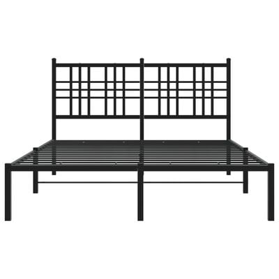 vidaXL gultas rāmis ar galvgali, melns metāls, 135x190 cm