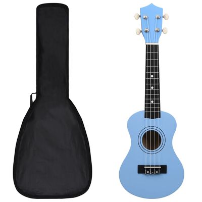 vidaXL soprāna bērnu ukulele ar somu, zilgana, 21"