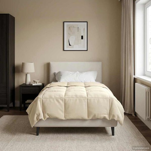 vidaXL Ziemas gultas sega Tiltiņ&scaron; Krēmkrāsa 140 x 220 cm Mikro&scaron;ķiedra