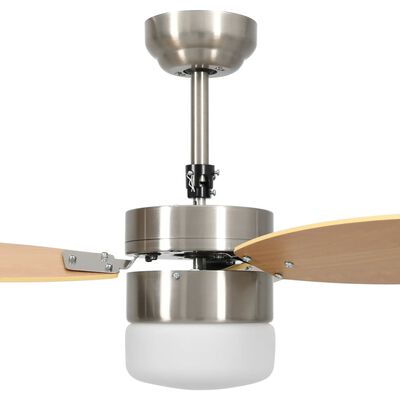 vidaXL griestu ventilators ar lampu un pulti, 76 cm, gaiši brūns